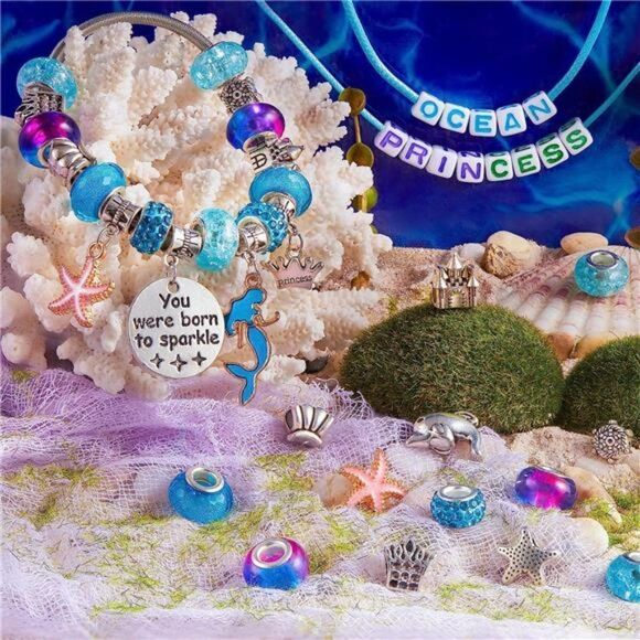 Charm Bracelet Making Kit Girls 250 Crystal Beads Letter Beads Bracelet Charms - Picture 4 of 6